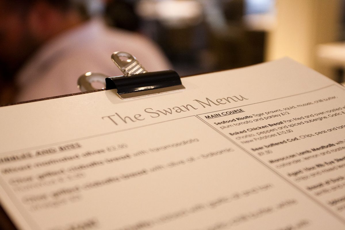 Menu s The Swan Westerfield